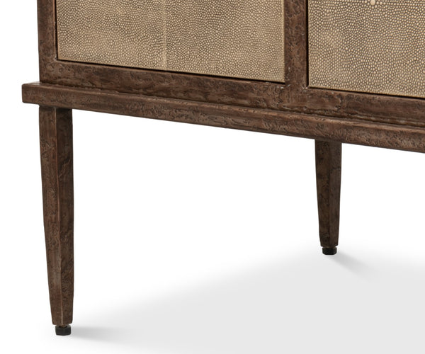 Sarreid Roland Sideboard In Charcoal Grey – Luxurious Shagreen Finish With Brass Accents For Your Home Grey  54256-66
