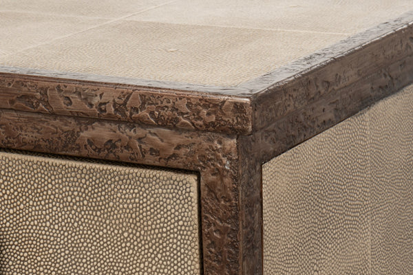 Sarreid Roland Sideboard In Charcoal Grey – Luxurious Shagreen Finish With Brass Accents For Your Home Grey  54256-66