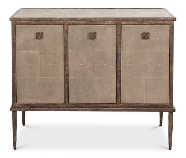 Sarreid Roland Sideboard In Charcoal Grey – Luxurious Shagreen Finish With Brass Accents For Your Home Grey  54256-66