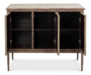 Sarreid Roland Sideboard In Charcoal Grey – Luxurious Shagreen Finish With Brass Accents For Your Home Grey  54256-66