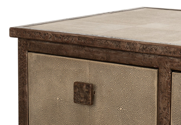 Sarreid Roland Sideboard In Charcoal Grey – Luxurious Shagreen Finish With Brass Accents For Your Home Grey  54256-66