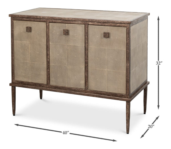 Sarreid Roland Sideboard In Charcoal Grey – Luxurious Shagreen Finish With Brass Accents For Your Home Grey  54256-66