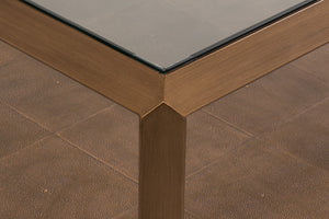 Sarreid Gilbert Shagreen Cocktail Table In Tawny Brown With Antique Brass Accents - Elegant And Chic Design Tan  54258-35