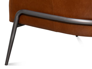 Sarreid Simmons Leather Chair In Rich Havana Brown With Gun Black Iron Accents For Timeless Elegance Brown  54260