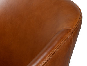 Sarreid Simmons Leather Chair In Rich Havana Brown With Gun Black Iron Accents For Timeless Elegance Brown  54260