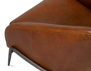 Sarreid Simmons Leather Chair In Rich Havana Brown With Gun Black Iron Accents For Timeless Elegance Brown  54260