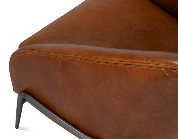 Sarreid Simmons Leather Chair In Rich Havana Brown With Gun Black Iron Accents For Timeless Elegance Brown  54260
