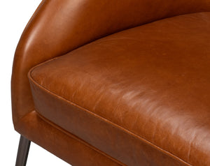 Sarreid Simmons Leather Chair In Rich Havana Brown With Gun Black Iron Accents For Timeless Elegance Brown  54260