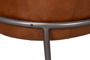 Sarreid Simmons Leather Chair In Rich Havana Brown With Gun Black Iron Accents For Timeless Elegance Brown  54260