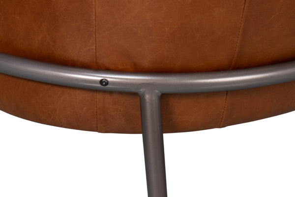 Sarreid Simmons Leather Chair In Rich Havana Brown With Gun Black Iron Accents For Timeless Elegance Brown  54260