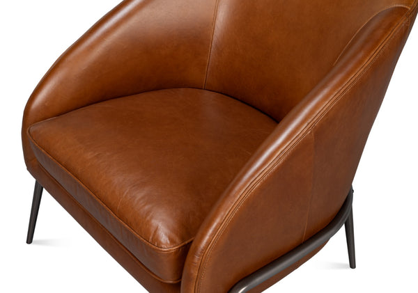 Sarreid Simmons Leather Chair In Rich Havana Brown With Gun Black Iron Accents For Timeless Elegance Brown  54260