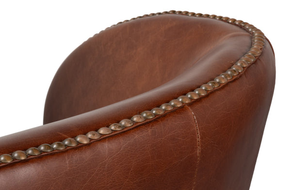 Sarreid Smithfield Wing Chair Newark Brown - Luxurious Leather Comfort With Timeless Classic Design For Any Space Brown  54264