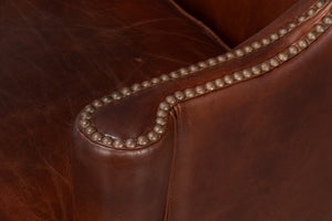 Sarreid Smithfield Wing Chair Newark Brown - Luxurious Leather Comfort With Timeless Classic Design For Any Space Brown  54264