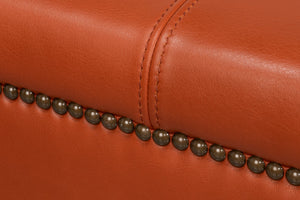 Sarreid Streetman Cocktail Ottoman In Hermes Brown Leather With Aged Brass Nailheads – Elegant Design & Comfort Brown  54266