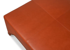 Sarreid Streetman Cocktail Ottoman In Hermes Brown Leather With Aged Brass Nailheads – Elegant Design & Comfort Brown  54266