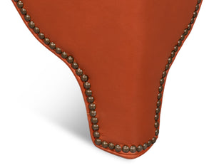 Sarreid Streetman Cocktail Ottoman In Hermes Brown Leather With Aged Brass Nailheads – Elegant Design & Comfort Brown  54266