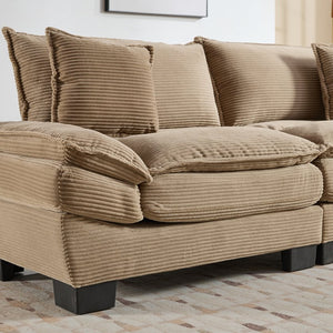 English Elm Corduroy Modern Sofa Sleeper Loveseat with Double-Layer Cushions, Two Pillows, Sturdy Frame 84" khaki W676P227338