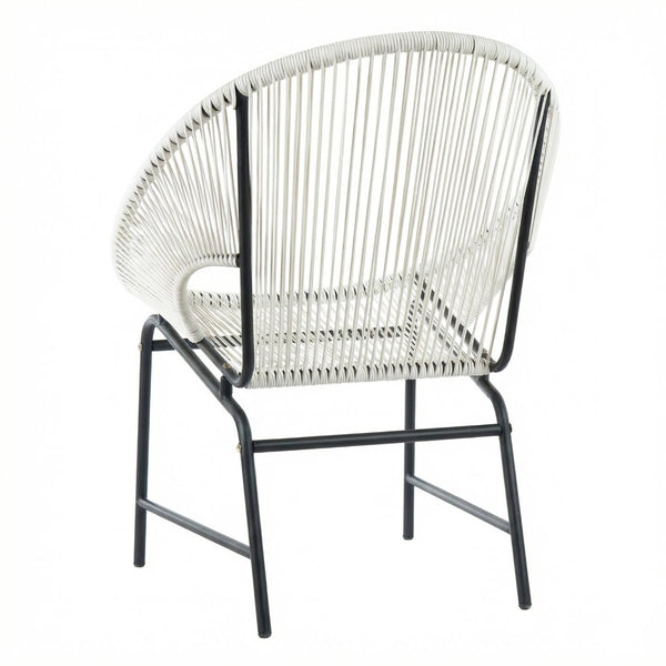 English Elm Nusa Outdoor Pe Rattan Patio Chairs with Iron Frame Airy Oval Weave Set of 2 White N775P422987W