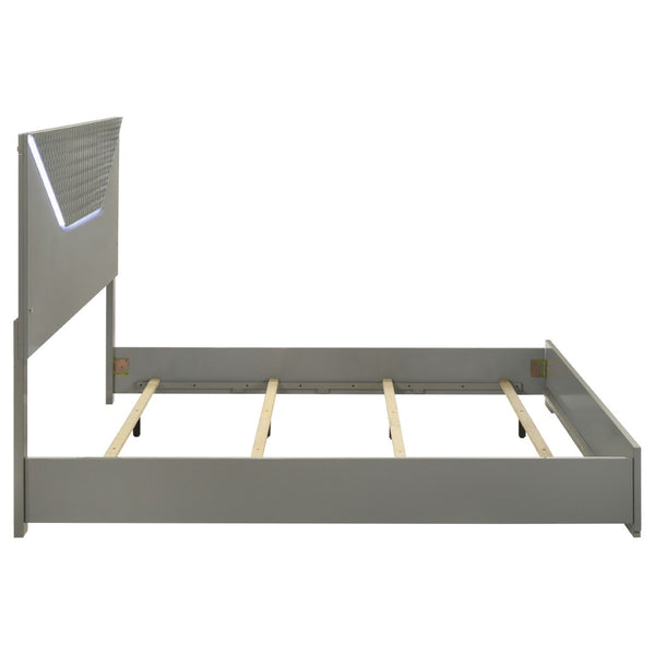 English Elm Pierce Eastern King Platform Bed with Led Headboard and Italian Gloss Finish B062S01804