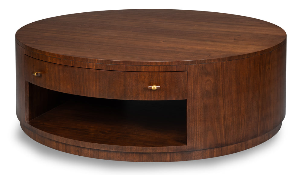 Sarreid Vero Cocktail Table - Modern Elegance Meets Classic Authenticity With Exquisite Curved Design Brown Dark Walnut ,Walnut Finish 54286