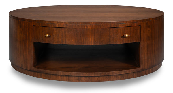 Sarreid Vero Cocktail Table - Modern Elegance Meets Classic Authenticity With Exquisite Curved Design Brown Dark Walnut ,Walnut Finish 54286