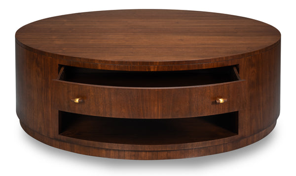 Sarreid Vero Cocktail Table - Modern Elegance Meets Classic Authenticity With Exquisite Curved Design Brown Dark Walnut ,Walnut Finish 54286