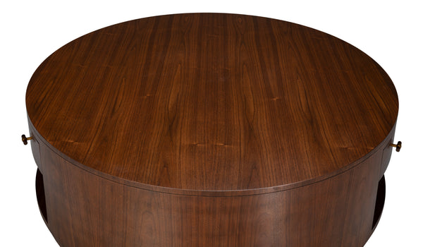 Sarreid Vero Cocktail Table - Modern Elegance Meets Classic Authenticity With Exquisite Curved Design Brown Dark Walnut ,Walnut Finish 54286