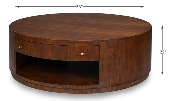 Sarreid Vero Cocktail Table - Modern Elegance Meets Classic Authenticity With Exquisite Curved Design Brown Dark Walnut ,Walnut Finish 54286