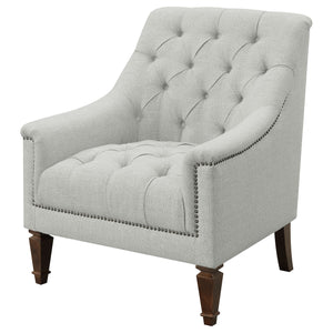 English Elm Veronica Grey Tufted Sloped Arm Chair — Plush Textured Upholstery, Ergonomic Support, Nailhead Trim Elegance B062P328692
