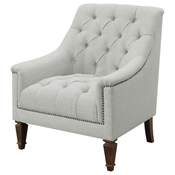 English Elm Veronica Grey Tufted Sloped Arm Chair — Plush Textured Upholstery, Ergonomic Support, Nailhead Trim Elegance B062P328692