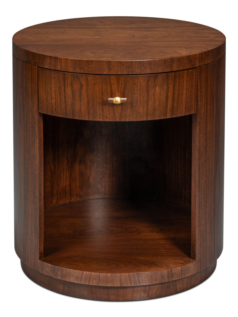 Sarreid Vero Side Table - Elegant Modern Design With Curved Lines, Authentic Finish For Any Room Decor Brown Dark Walnut ,Walnut Finish 54287