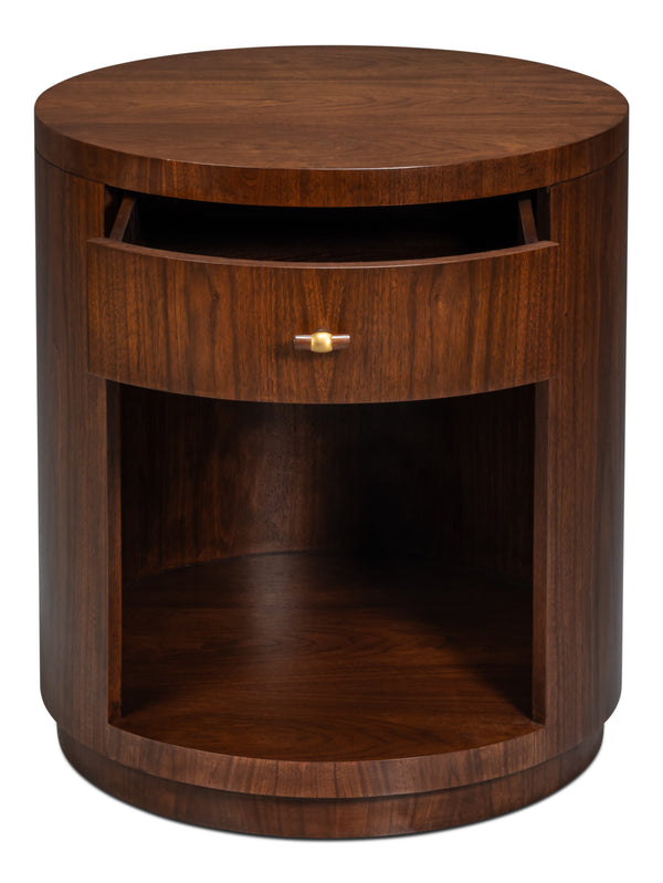Sarreid Vero Side Table - Elegant Modern Design With Curved Lines, Authentic Finish For Any Room Decor Brown Dark Walnut ,Walnut Finish 54287