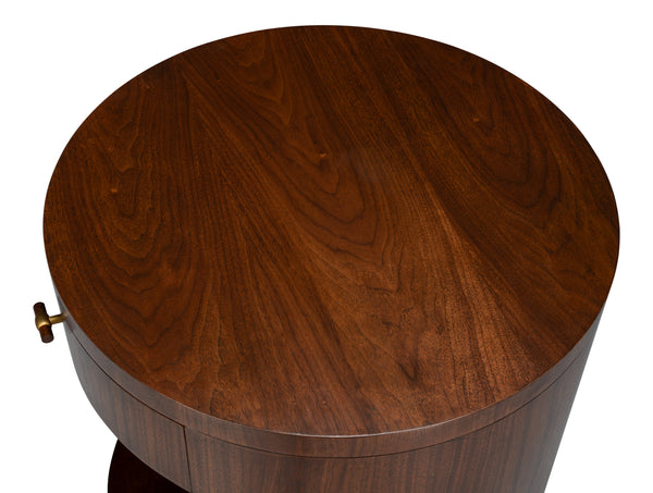 Sarreid Vero Side Table - Elegant Modern Design With Curved Lines, Authentic Finish For Any Room Decor Brown Dark Walnut ,Walnut Finish 54287