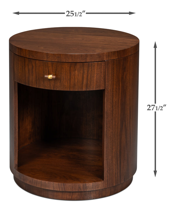 Sarreid Vero Side Table - Elegant Modern Design With Curved Lines, Authentic Finish For Any Room Decor Brown Dark Walnut ,Walnut Finish 54287