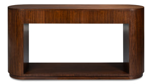 Sarreid Vero Console Table - Modern Elegance With Curved Lines, Classic Design For Authentic Home Décor Brown Dark Walnut ,Walnut Finish 54288