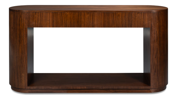 Sarreid Vero Console Table - Modern Elegance With Curved Lines, Classic Design For Authentic Home Décor Brown Dark Walnut ,Walnut Finish 54288