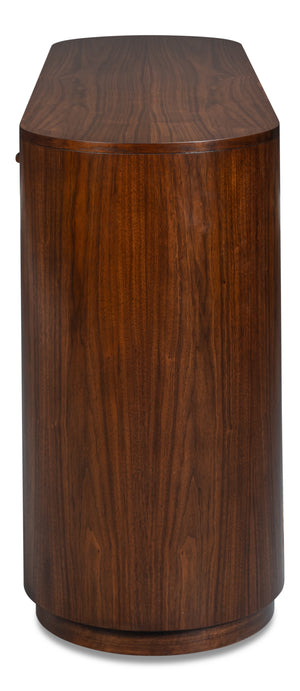 Sarreid Vero Console Table - Modern Elegance With Curved Lines, Classic Design For Authentic Home Décor Brown Dark Walnut ,Walnut Finish 54288