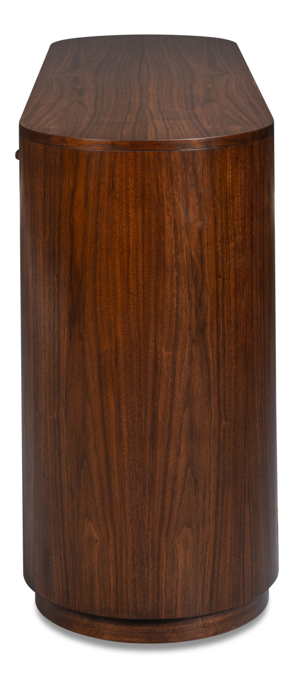 Sarreid Vero Console Table - Modern Elegance With Curved Lines, Classic Design For Authentic Home Décor Brown Dark Walnut ,Walnut Finish 54288