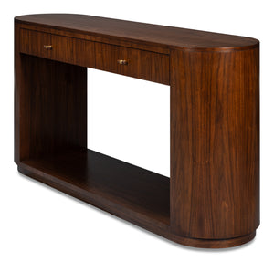 Sarreid Vero Console Table - Modern Elegance With Curved Lines, Classic Design For Authentic Home Décor Brown Dark Walnut ,Walnut Finish 54288