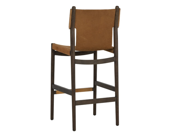 Sunpan ARGUS Barstool - Mid-Century Modern Nubuck Leather with Solid Oak Frame for Stylish Comfort 112683