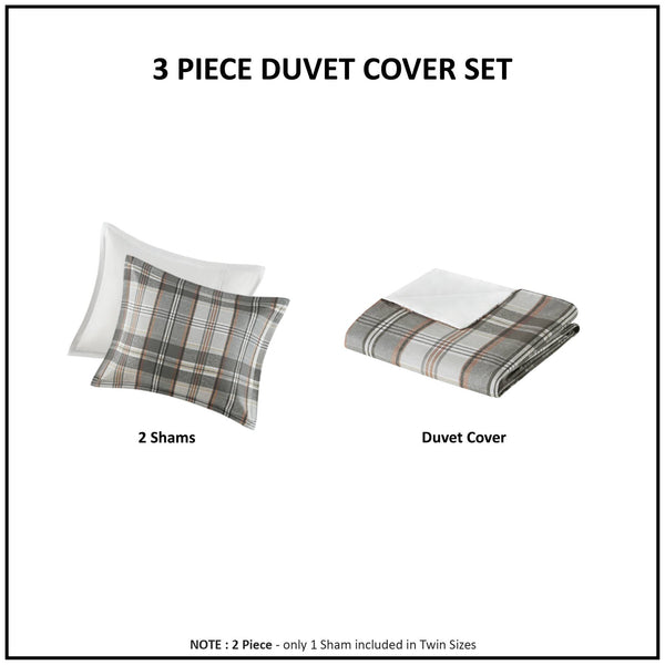 English Elm Plaid Twin/Twin XL Duvet Cover Set - 100% Microfiber, Anti-Microbial, Soft Printed Plaid with Solid Reverse B035P294219