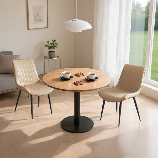 English Elm Khaki Pu Leather Armless Dining Chairs Set Of 4 With Metal Legs – Modern Wave Pattern & Comfort T3967P383850