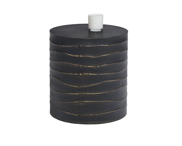 Sunpan Corey End Table - Handcrafted Concrete Design with Brass Accents for Stylish Indoor and Outdoor Spaces Black