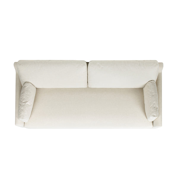 English Elm Jennifer Taylor Home - Pasadena 75.5" Modern Farmhouse Sofa in Flax White Linen — Eco Rubberwood Base, Plush Feather-Blend Pillows B2719P353146