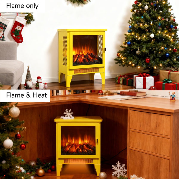 English Elm 18 Inch Electric Stove Heater Cast Iron Style 3d Led Flame Panoramic Mesh View W1769P394301