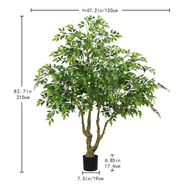 English Elm 7ft Artificial Banyan Tree Sculpted Trunk Silk Foliage Large Indoor Statement Plant W2945P458774
