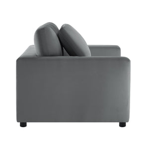 English Elm Caylie Modern Armchair with Plush Down-Fiber Cushions, Removable Covers, Solid Wood Legs Charcoal B050P409001