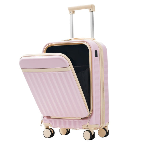 English Elm Front Access Hardside 3 Piece Travel Set with Usb Port Spinner Wheels and Tsa Lock Pink N732P326130U