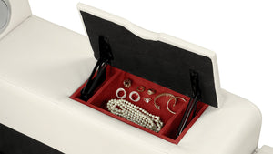 English Elm ZOYA Ultra-Urban Queen Bed with Massage Chaise, Bluetooth Speakers, USB Charging & Storage - Beige B009S01664