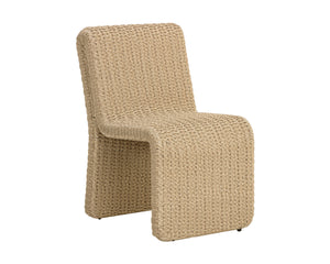 Sunpan Edessa Dining Chair - Modern Armless Design with Twisted Wicker and Aluminum Frame for Stylish Dining Natural